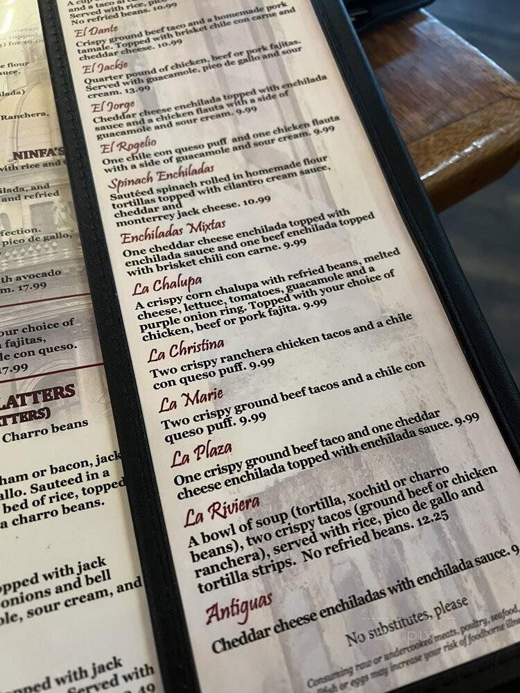 Ninfa's Mexican Restaurant - Dallas, TX menu_pic