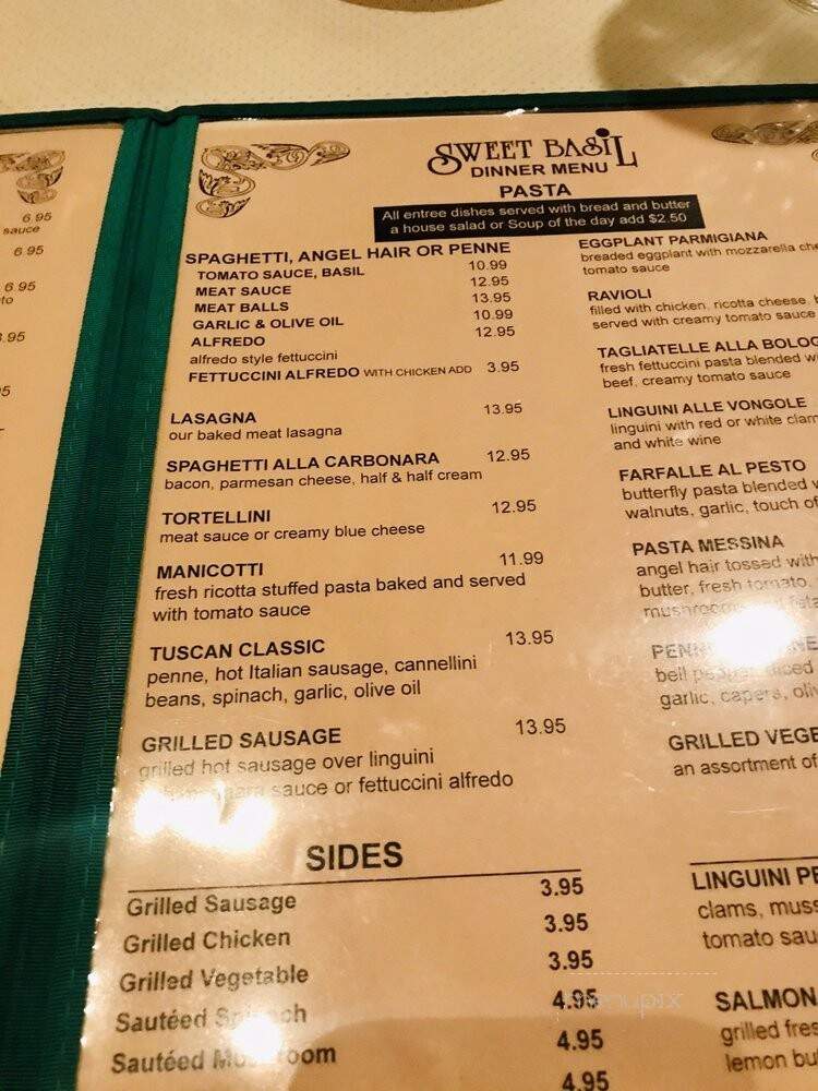 Sweet Basil - Dallas, TX menu_pic