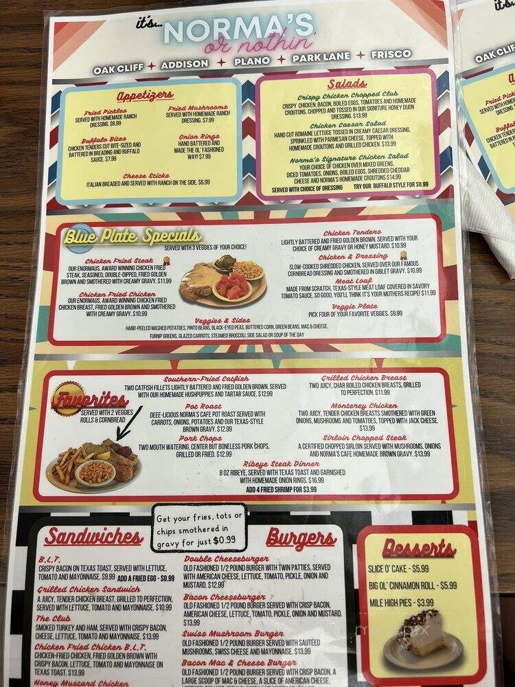 Norma's Cafe - Dallas, TX menu_pic