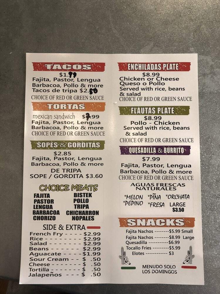 Rico's Elotes El Tocallo - Dallas, TX menu_pic