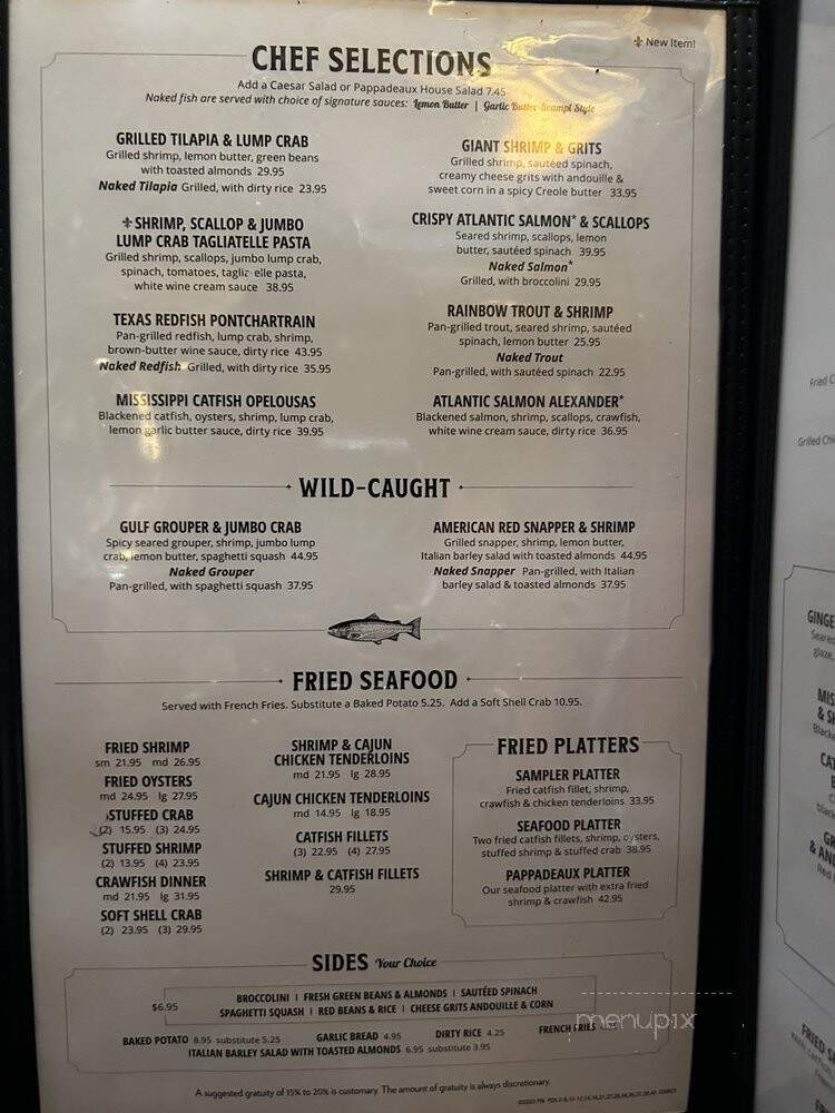 Pappadeaux - Dallas, TX menu_pic