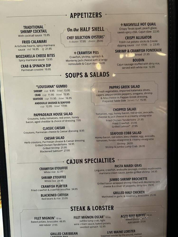 Pappadeaux - Dallas, TX menu_pic