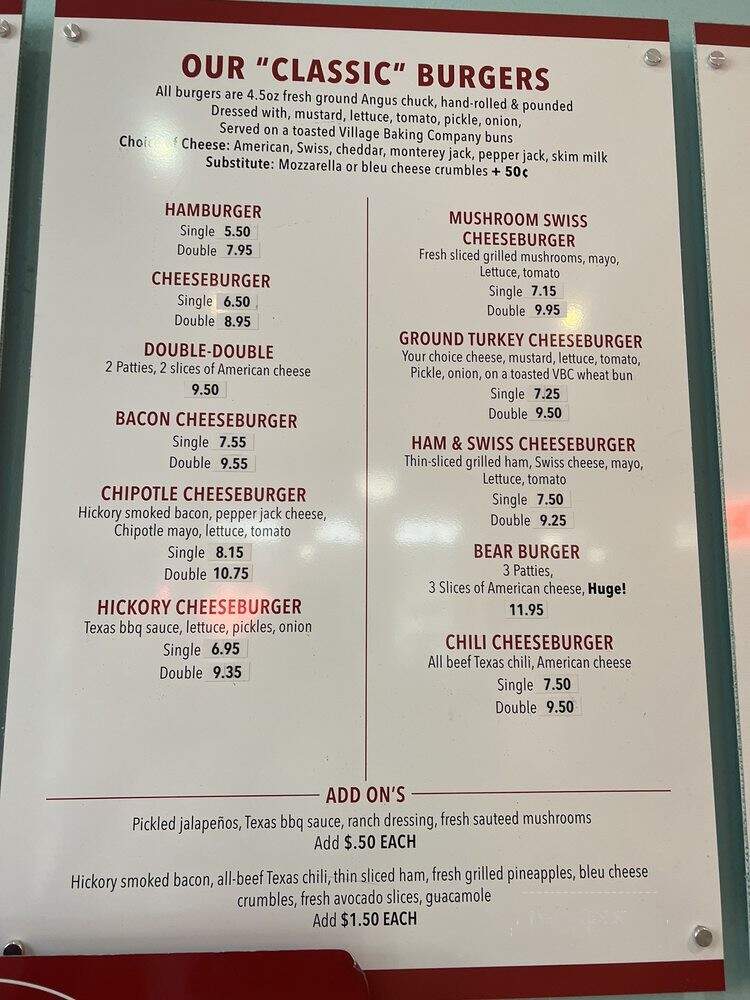 Hunky's Old Fashioned - Dallas, TX menu_pic
