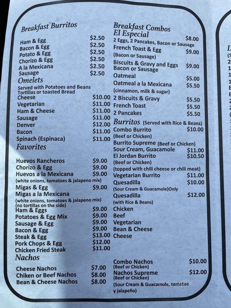 El Jordan Cafe - Dallas, TX menu_pic