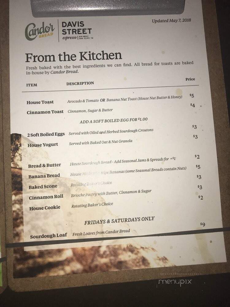 Oak Cliff Coffee House - Dallas, TX menu_pic