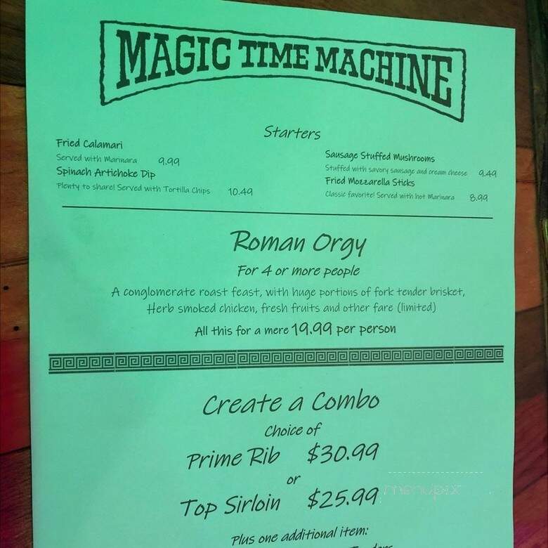 Magic Time Machine - Dallas, TX menu_pic