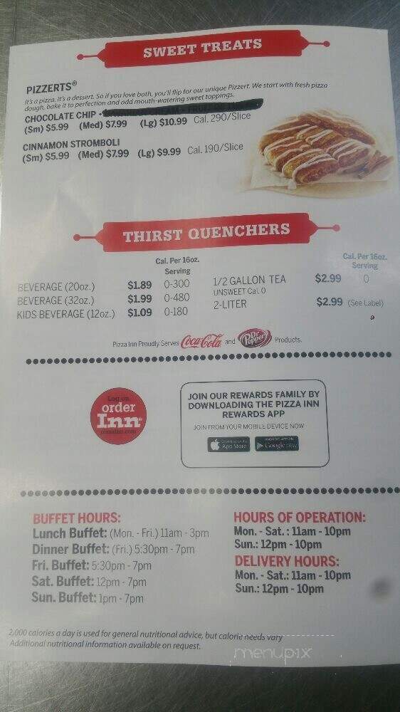 Pizza Inn - Dallas, TX menu_pic