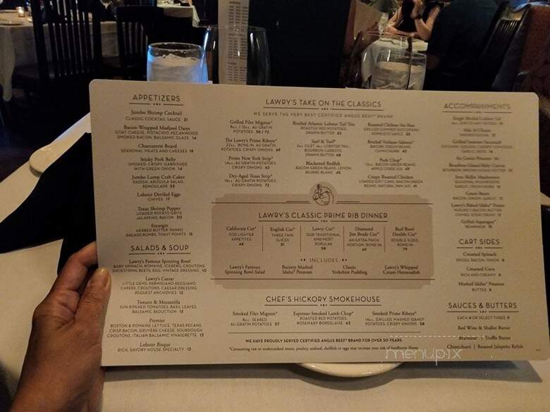 Lawry's The Prime Rib - Dallas, TX menu_pic