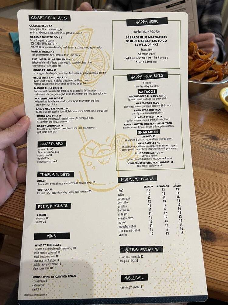 Blue Mesa Grill - Dallas, TX menu_pic
