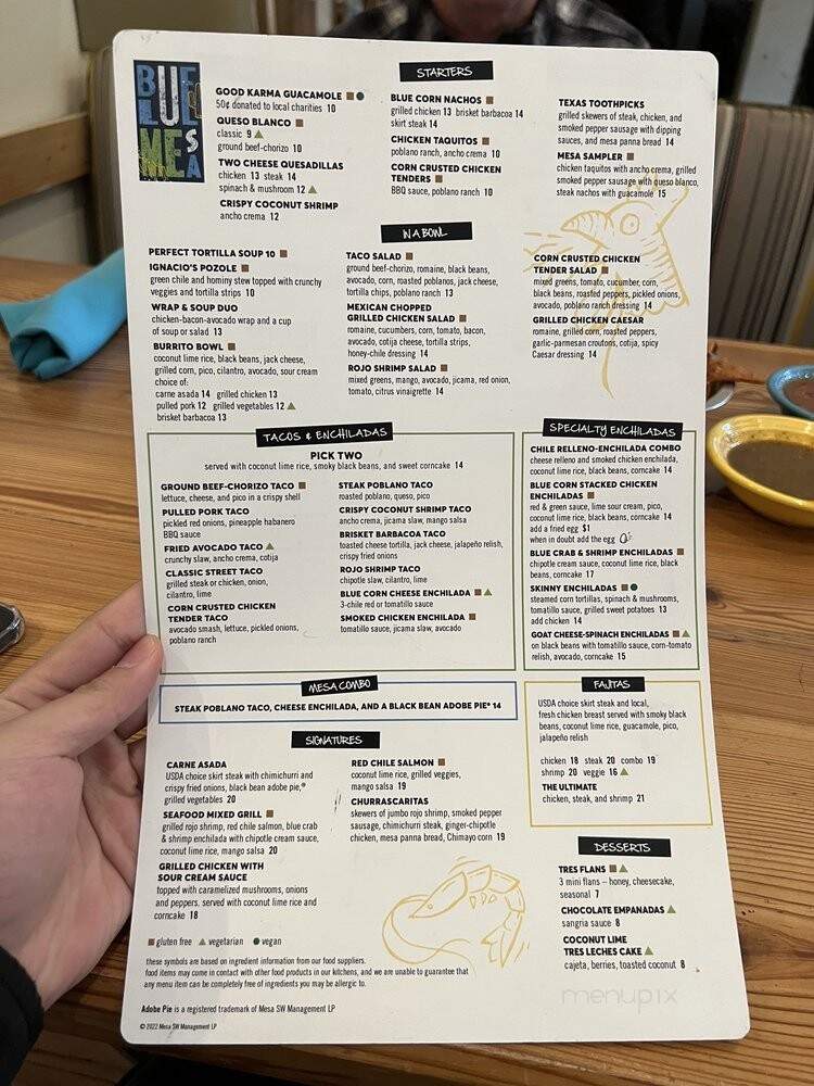 Blue Mesa Grill - Dallas, TX menu_pic
