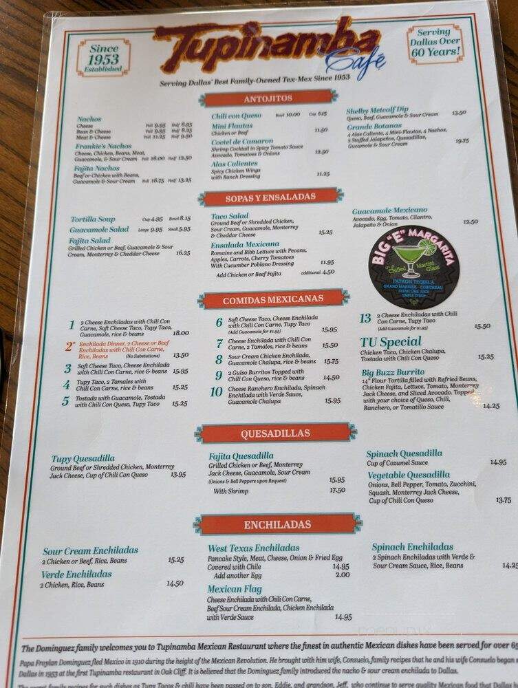 Tupinamba Restaurant - Dallas, TX menu_pic