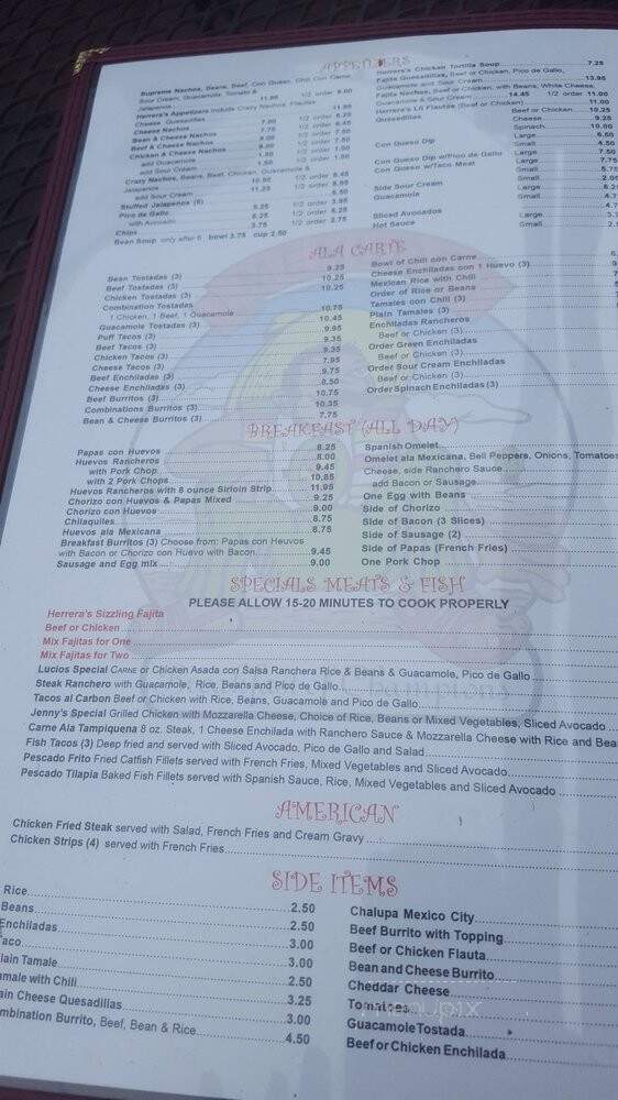 Herrera's Cafe - Dallas, TX menu_pic