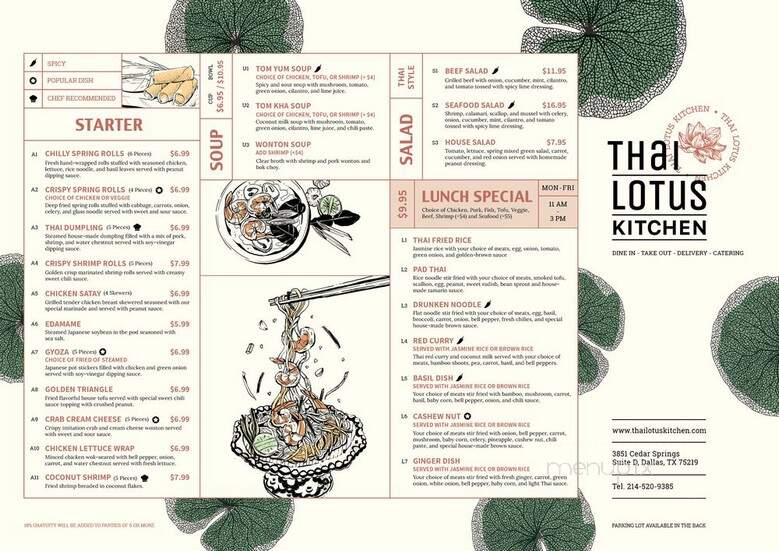 Thai Lotus Kitchen - Dallas, TX menu_pic