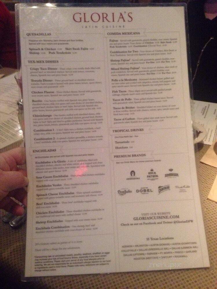 Gloria's Restaurant - Dallas, TX menu_pic