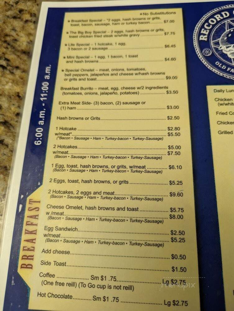Record Grill - Dallas, TX menu_pic