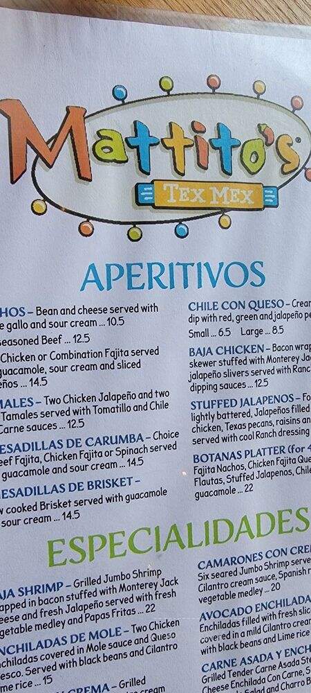 Mattito's - Dallas, TX menu_pic