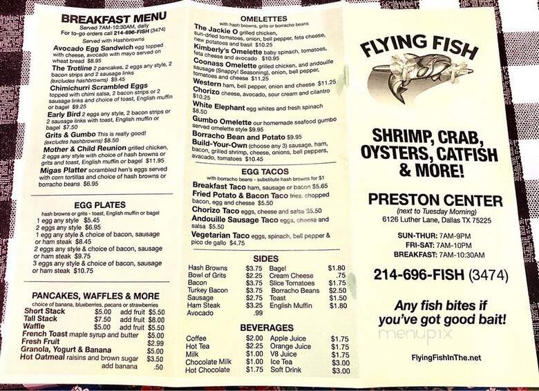 Flying Fish - Dallas, TX menu_pic