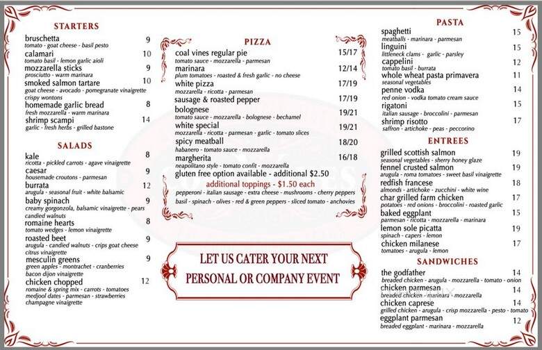 Coal Vines Pizza - Dallas, TX menu_pic