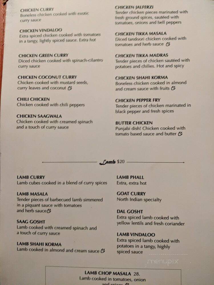 India Palace Restaurant & Bar - Dallas, TX menu_pic