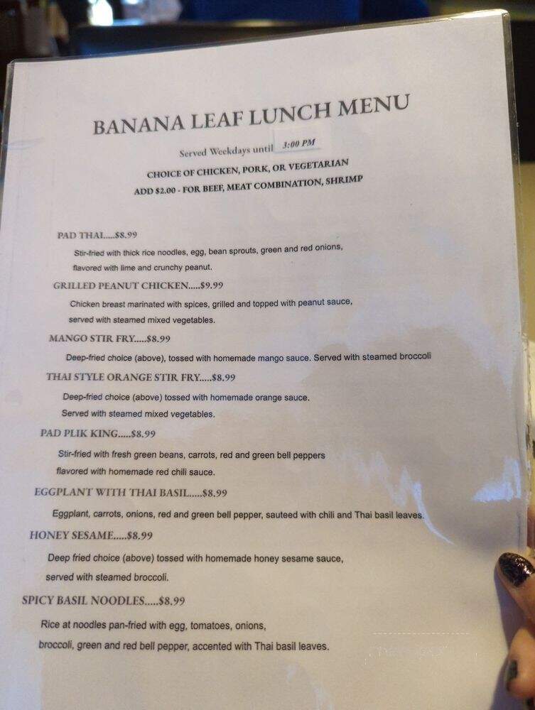 Banana Leaf Thai Restaurant - Dallas, TX menu_pic