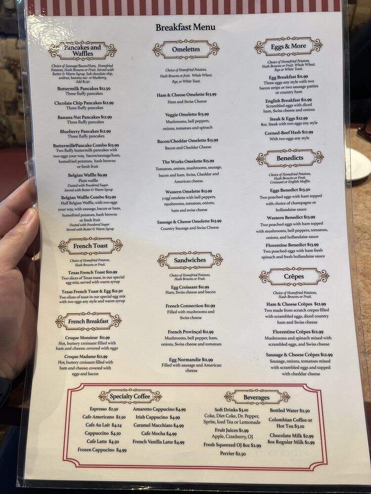 Cafe De France - Dallas, TX menu_pic