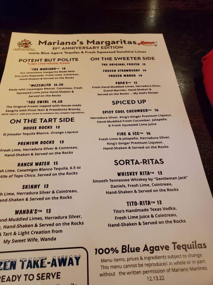 La Hacienda Ranch - Dallas, TX menu_pic