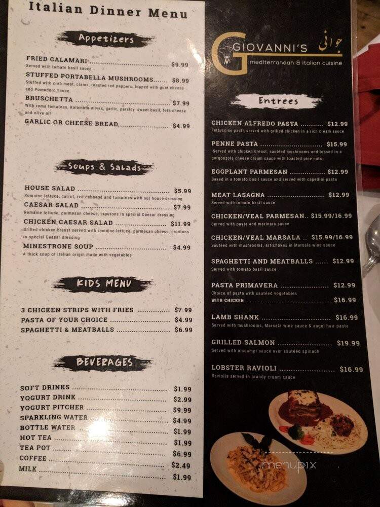 Giovanni's Italian Restaurant - Dallas, TX menu_pic