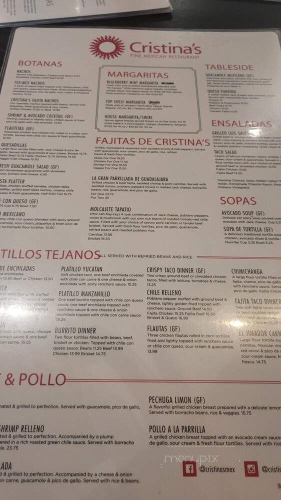 Cristina's Mexican Restaurant - Dallas, TX menu_pic
