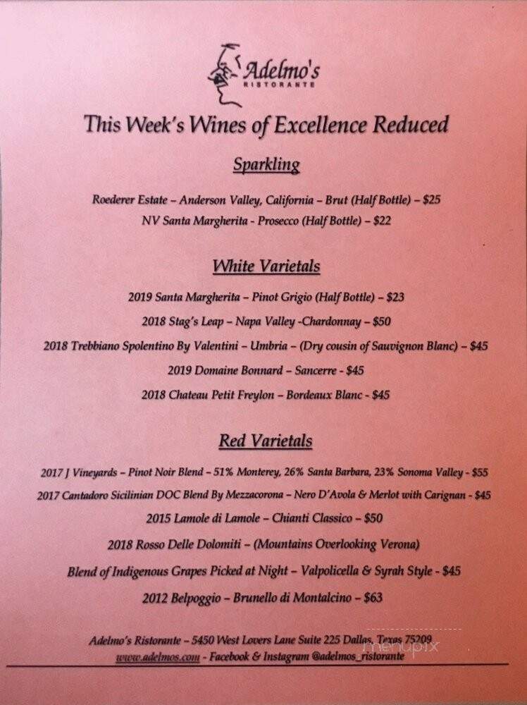 Adelmo's Ristorante - Dallas, TX menu_pic