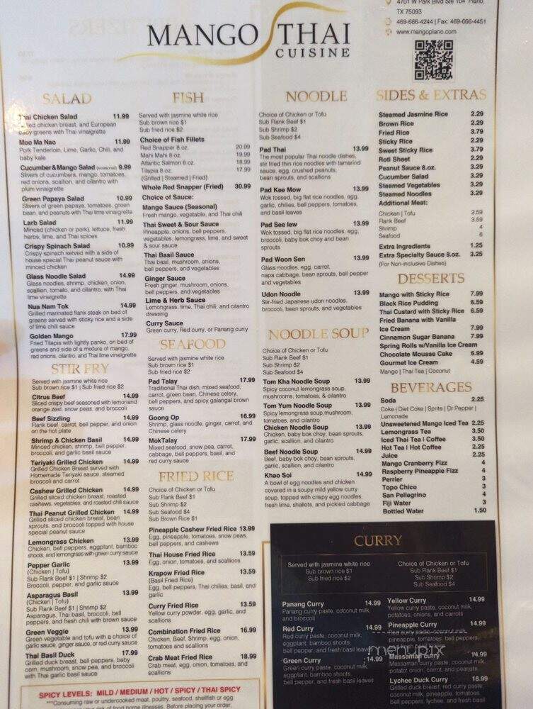 Mangos Thai Cuisine - Plano, TX menu_pic