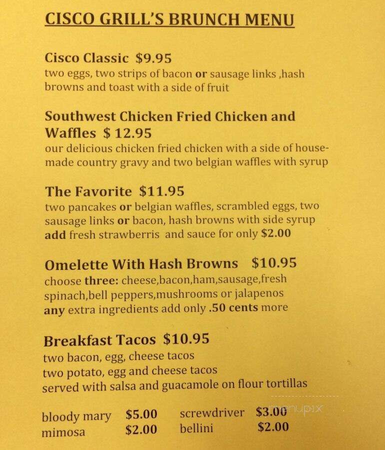 Cisco Grill - Dallas, TX menu_pic