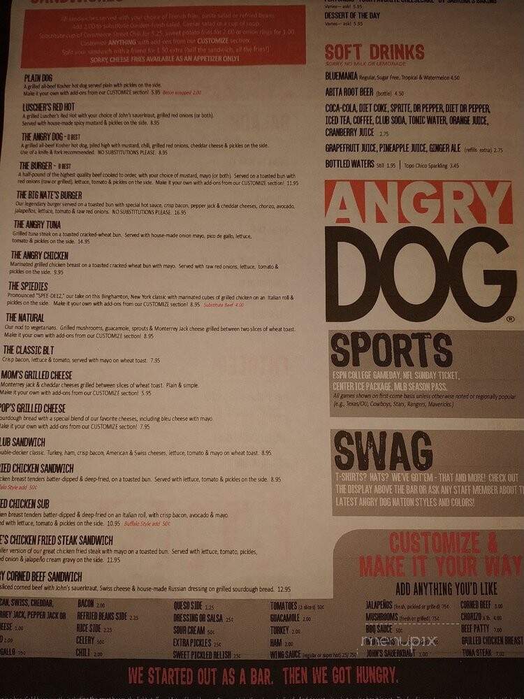 Angry Dog - Dallas, TX menu_pic