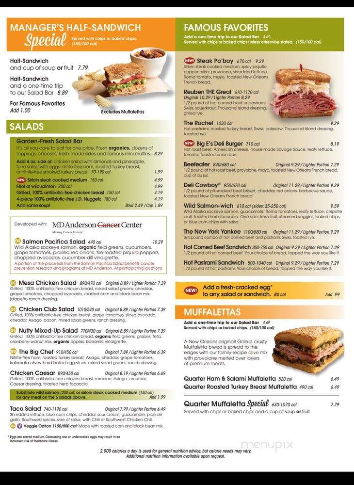 Jason's Deli - Dallas, TX menu_pic