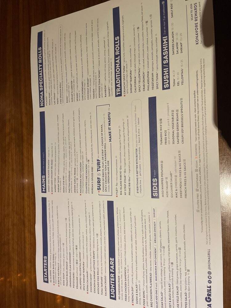 Kona Grill - Dallas, TX menu_pic