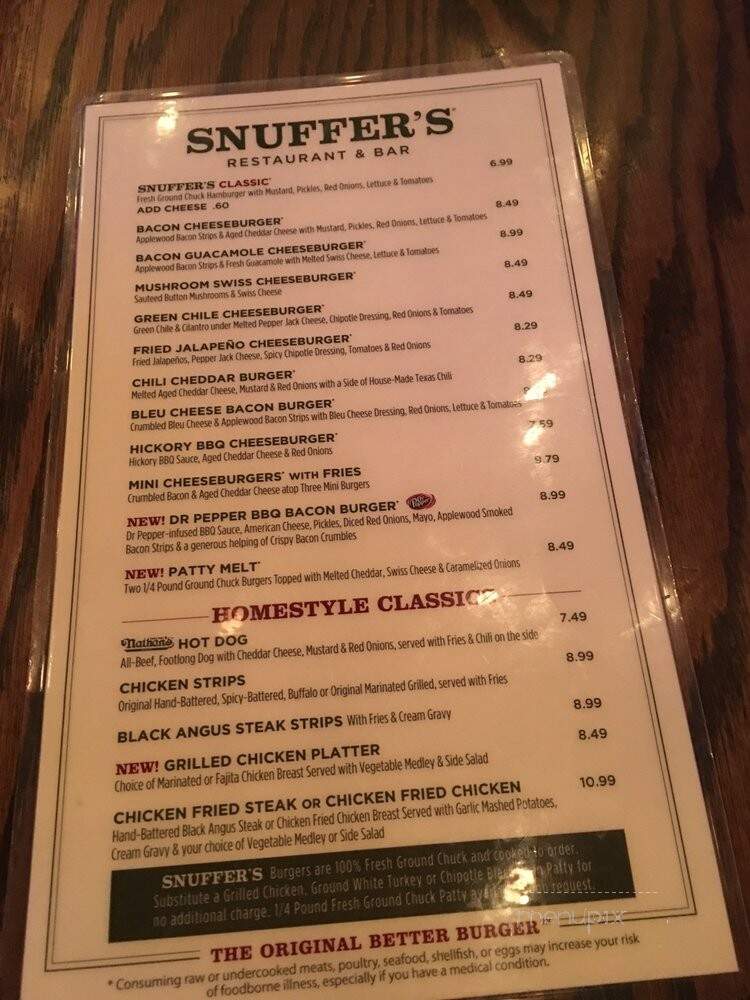 Snuffer's Restaurant & Bar - Dallas, TX menu_pic