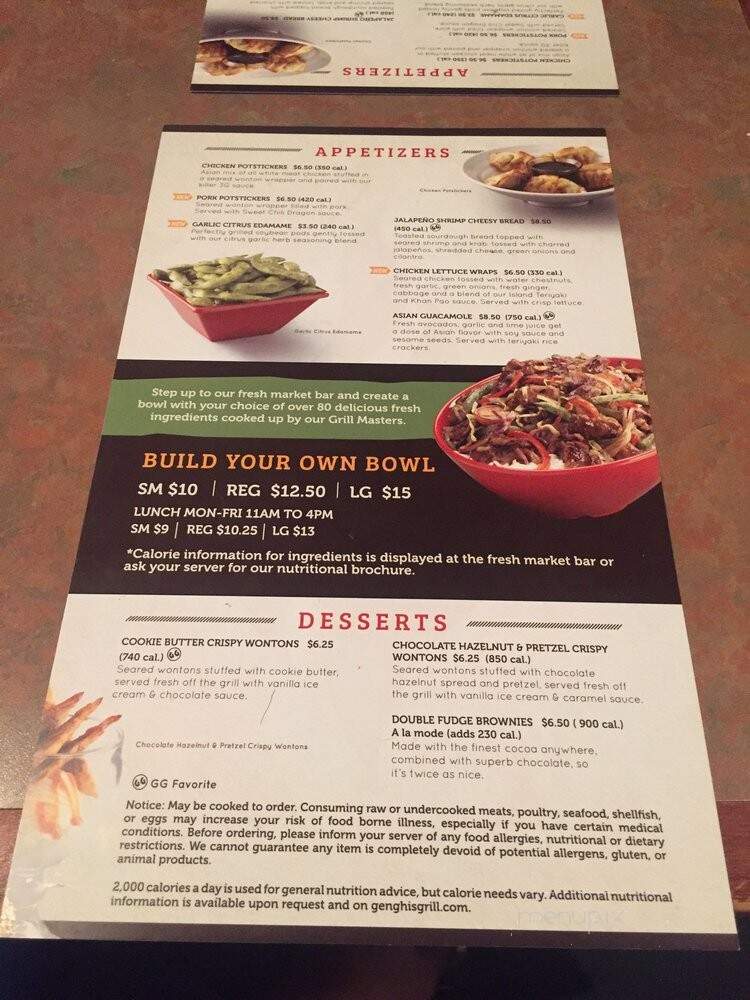 Genghis Grill - Dallas, TX menu_pic