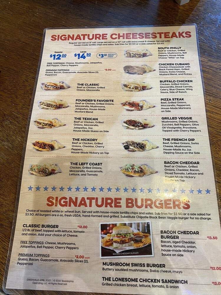 Texadelphia - Dallas, TX menu_pic