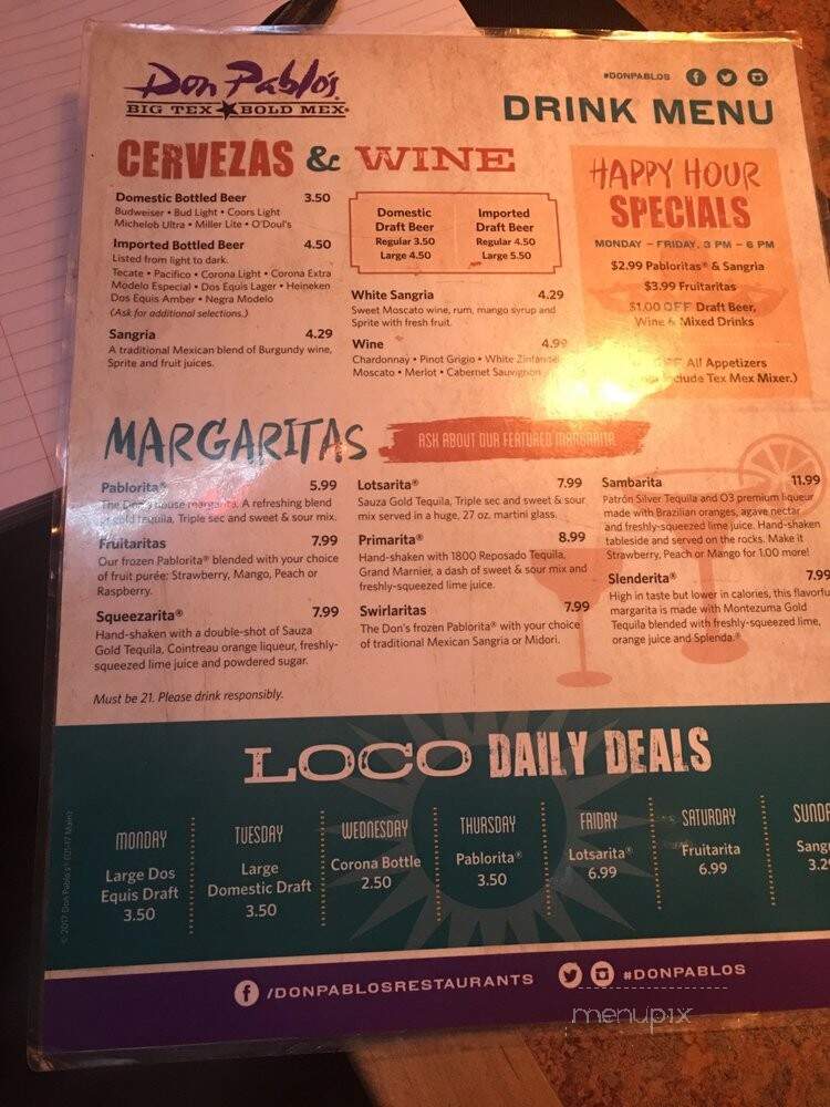 Don Pablo's Mexican Kitchen - Dallas, TX menu_pic