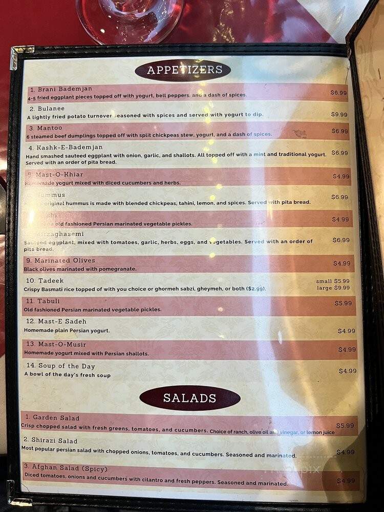 Kasra - Richardson, TX menu_pic