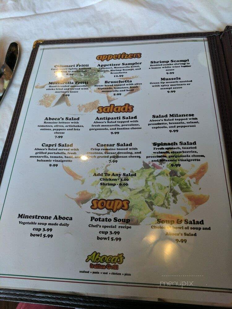 Aboca's Italian Grill - Richardson, TX menu_pic