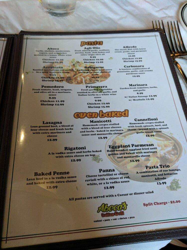 Aboca's Italian Grill - Richardson, TX menu_pic