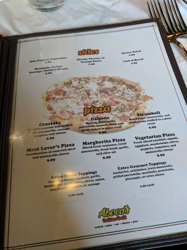 Aboca's Italian Grill - Richardson, TX menu_pic