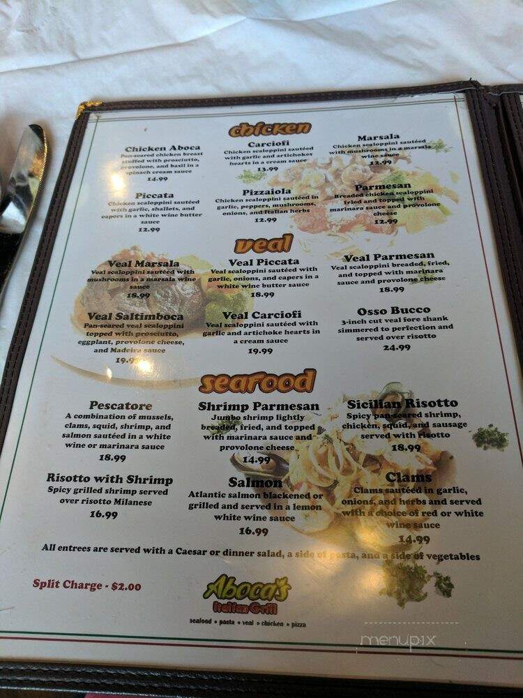 Aboca's Italian Grill - Richardson, TX menu_pic