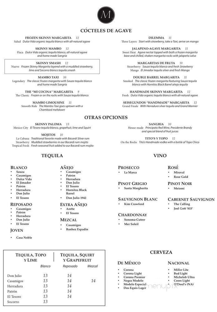 Mi Cocina - Dallas, TX menu_pic