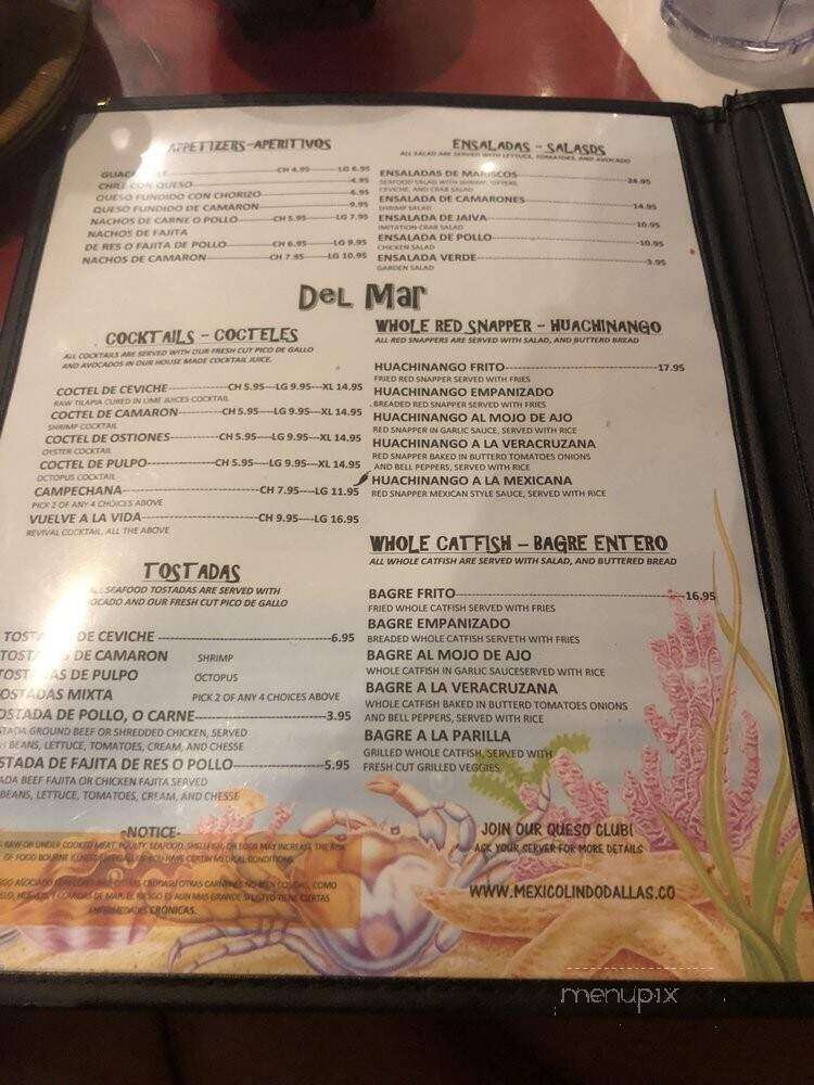 Restaurante Mexico Lindo - Dallas, TX menu_pic