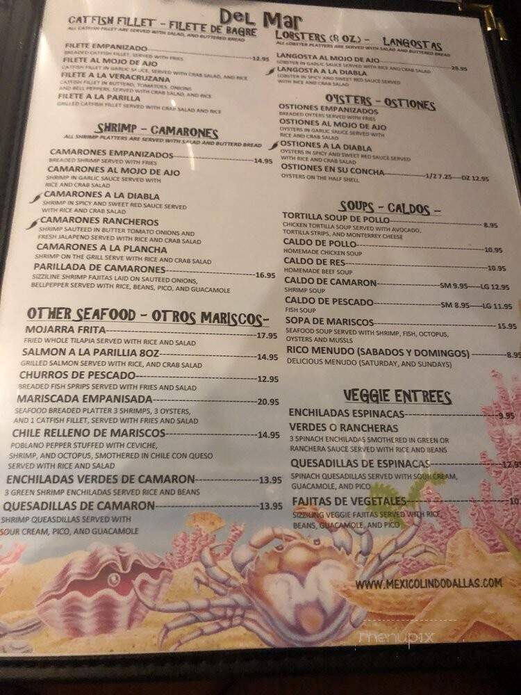 Restaurante Mexico Lindo - Dallas, TX menu_pic