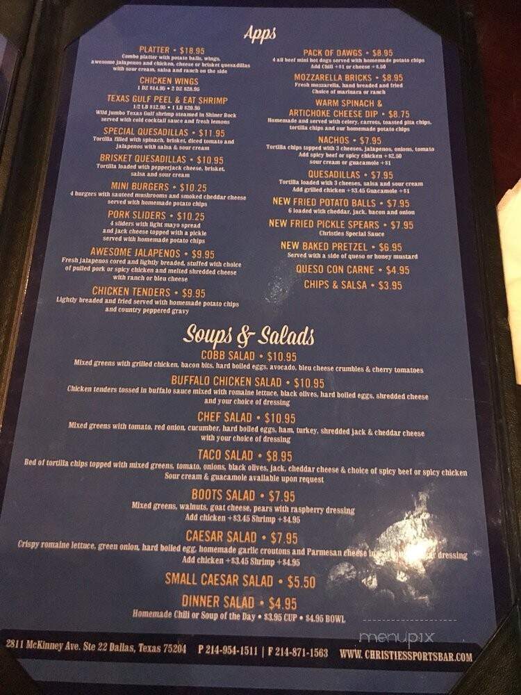 Christie's Restaurant - Dallas, TX menu_pic