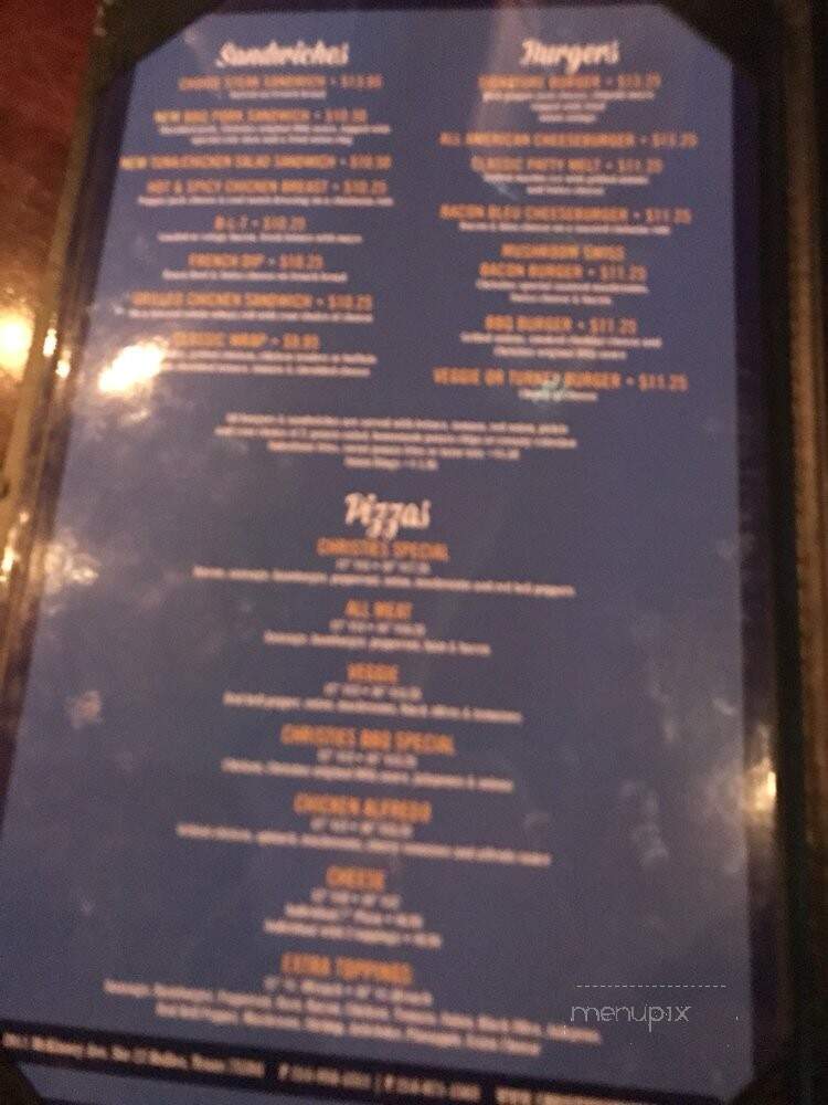 Christie's Restaurant - Dallas, TX menu_pic