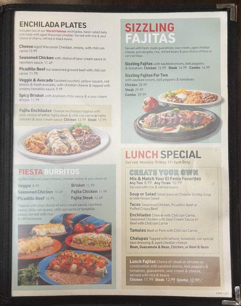 El Fenix Famous Mexican Restaurant - Plano, TX menu_pic