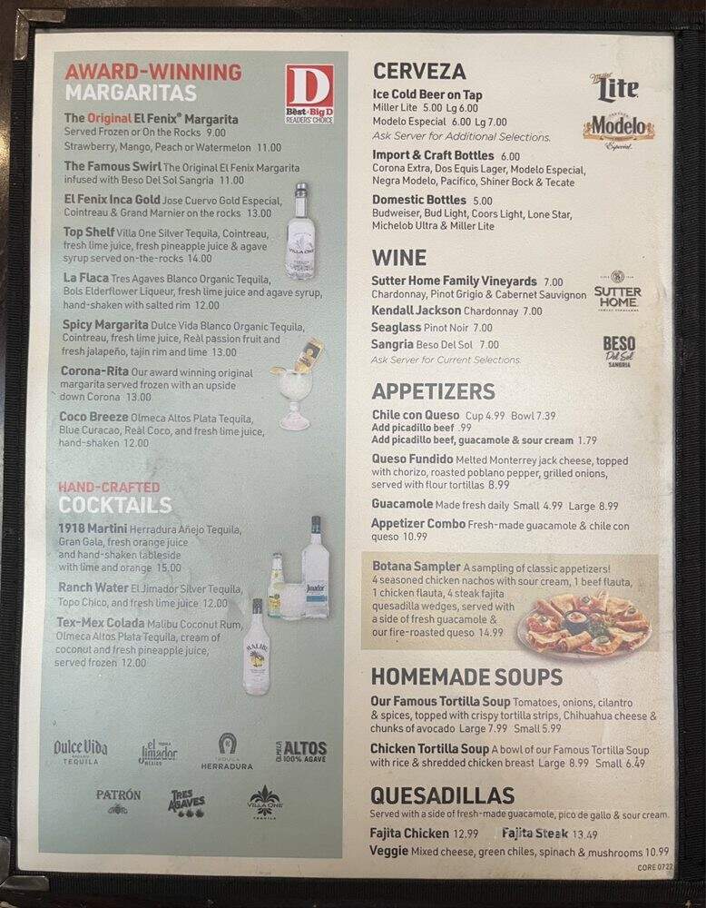 El Fenix Famous Mexican Restaurant - Plano, TX menu_pic